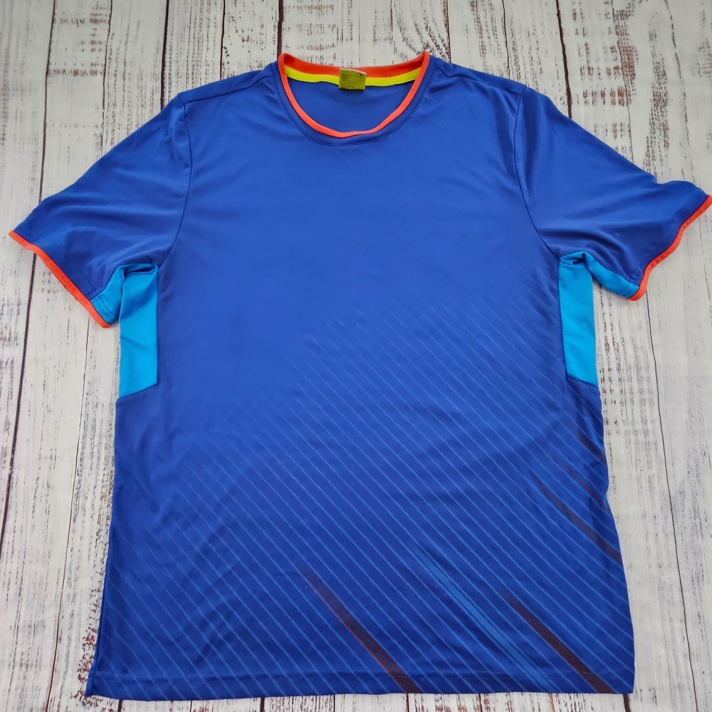 Diadora Blue Short Sleeve Soccer Style Performance‎ T-Shirt Men's L
